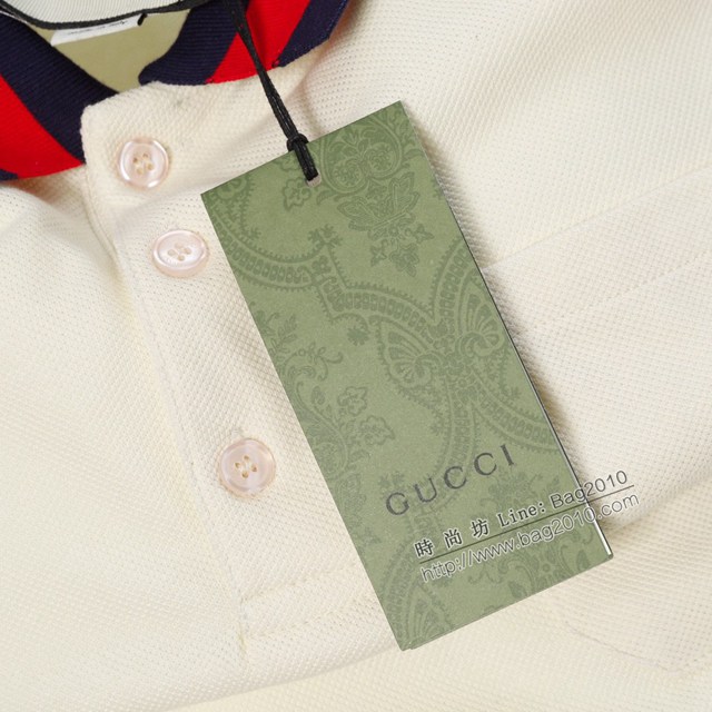 Gucci古奇專櫃古馳2023SS新款色織螺紋Polo翻領T恤 男女同款 tzy3027